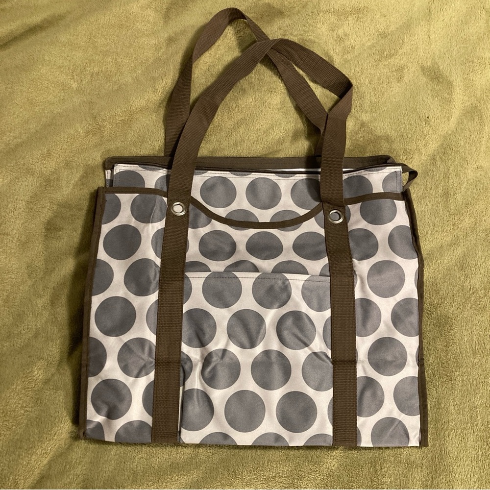 NWOT Thirty-One Zip Top Utility Tote Brown Gray
